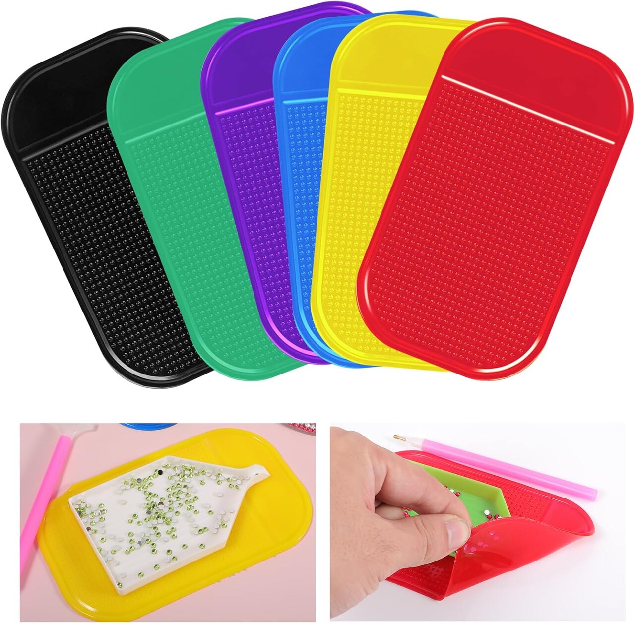 6 PCS Diamond Art Mat Anti Slip Pad, Diamond Art DIY Diamond Sticky Tray Gel Painting Tools Diamond Non-Slip Universal Gel Pad Holder Kits for Adults Diamond 5D Painting Accessories (6 Color)
